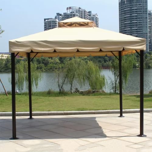 Carpa De Techo Doble para Exteriores, Carpa Plegable Instantánea, Carpa De Techo Rígido con Marco De Aluminio, Lona Superior con Hebilla, para Césped, Jardín, Patio(Khaki,B)