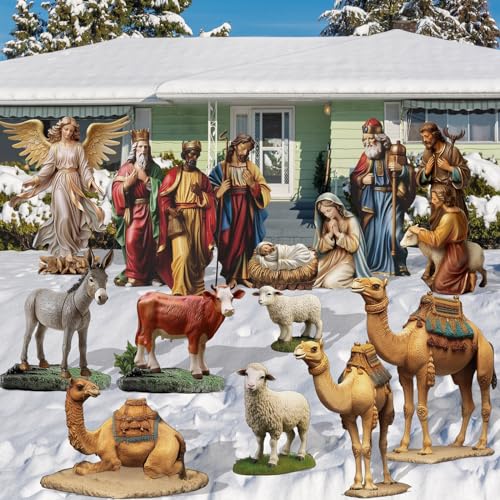 Kigley Weihnachtskrippen-Set für den Außenbereich, groß, 122 cm,...