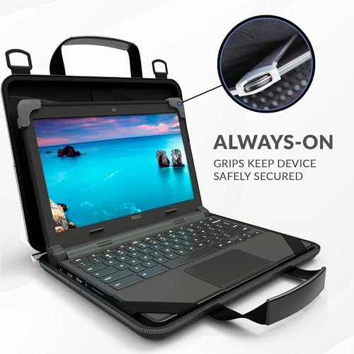 11-11.6 Inch Always-on Chromebook Protective Hard Case with Accessory Pouch and Adjustable Shoulder Strap3