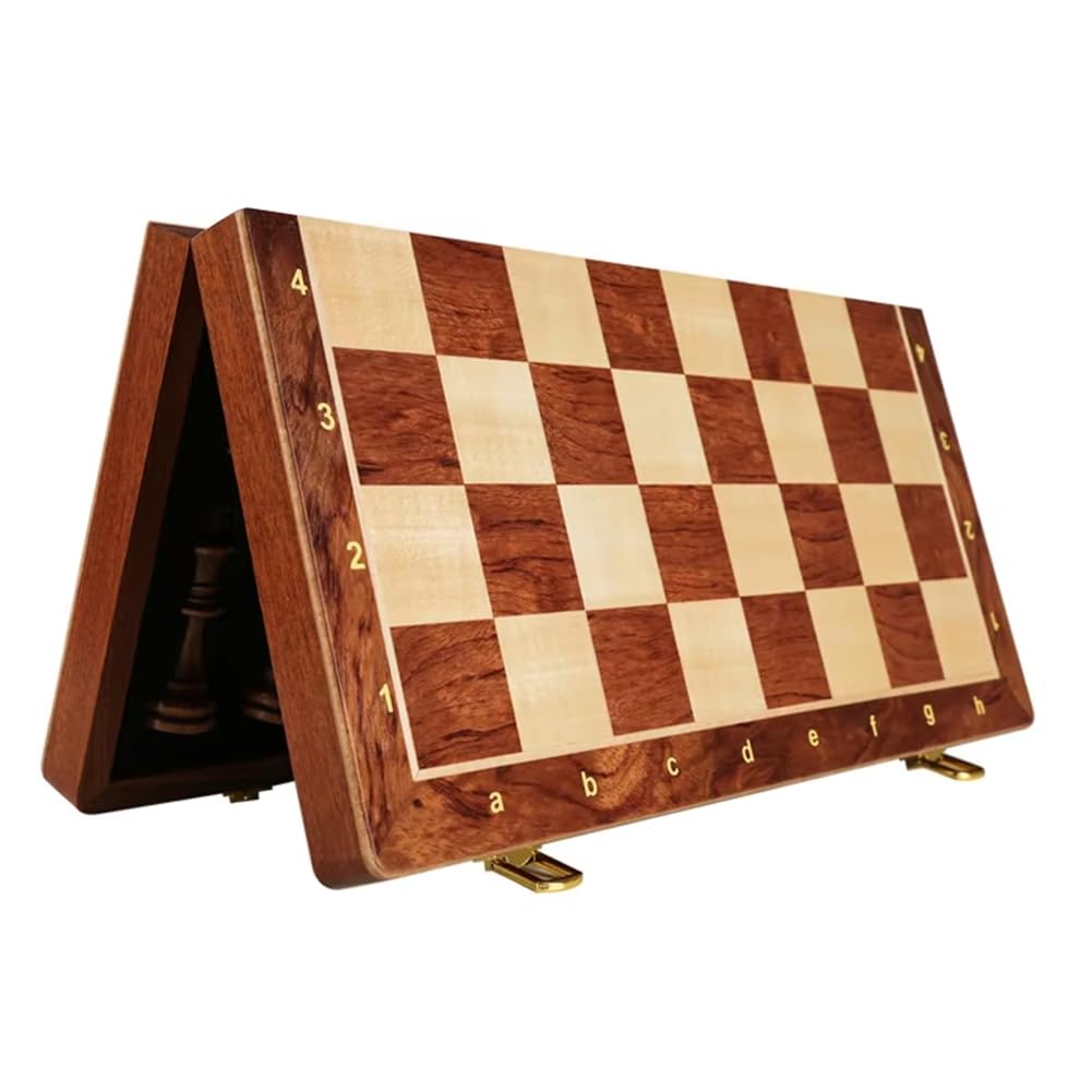 Juego de Ajedrez, Madera, Plegable, Grande, Tradicional, Clásico, Hecho A Mano, Piezas de Madera Maciza, Tablero de Ajedrez de Nogal, Regalo para Niños