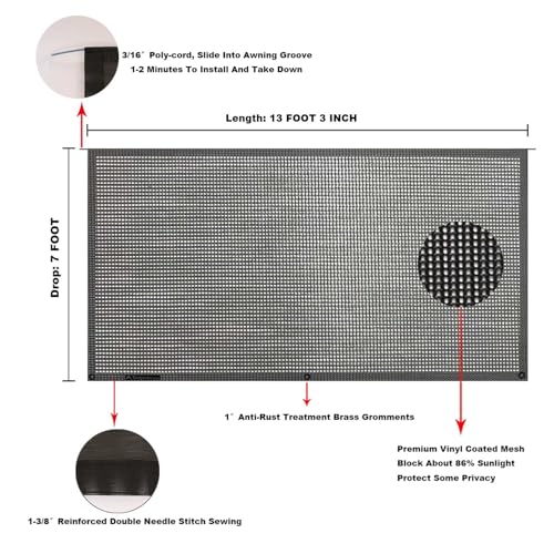 Image of RV Awning Mesh Sun Shade Screen for Motorhome Camper Trailer Sunshade
