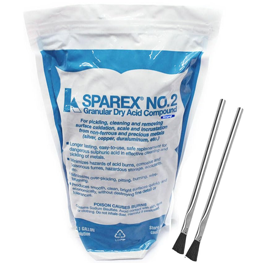 Waymil 2.5 Lbs Pickling Compound Sparex No 2 Clean Gold & Silver Oxidation With 2 brushes