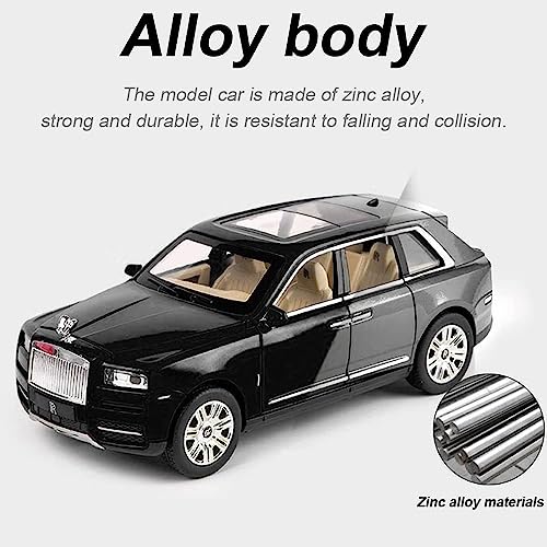 Image of 1:24 Rolls-Royce Cullinan Diecast Model Car Alloy Pull Back Toy Car with Sound & Light, Collectible Vehicle for Kids & Adults, Birthday Gift for Boys & Girls (Black)