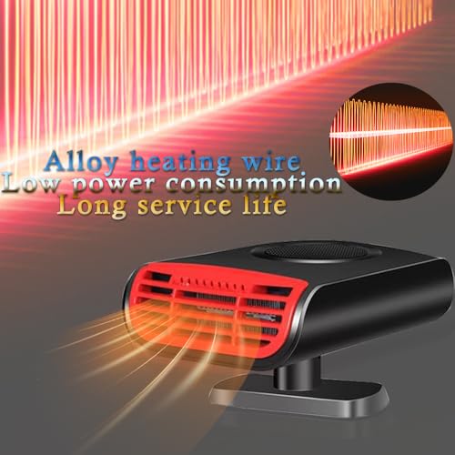 Abiemuce Auto Heizung, 12V 150W Heizlüfter für Auto, Tragbare heizung für Auto, 2 in 1 Heizung Kühlung Auto Fenster Defroster Demister, Auto Heizlüfter 360° Drehbarer mit Zigarettenanzünder-Stecker