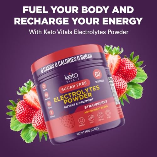 Image of Keto Vitals Antioxidant Electrolytes Powder - Blend Electrolytes with Potassium, Magnesium, Sodium, Calcium | Keto Electrolytes Supplement Energy Drink Mix | Sugar-Free, Zero Calories, Zero Carbs