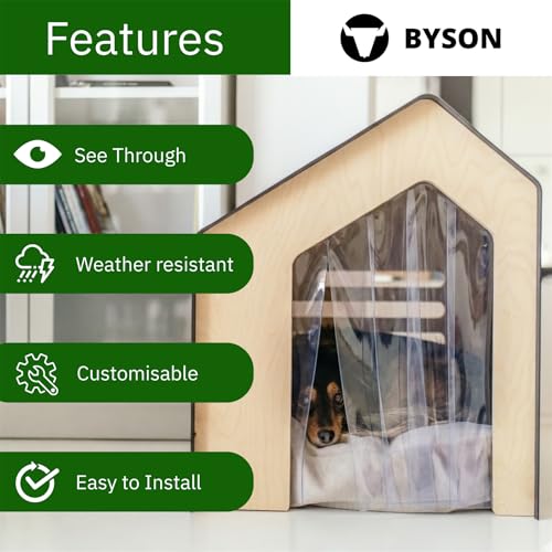 Image of Byson Vinyl Strip 200 mm Wide x 8 Feet Long, 2mm Thick Clear Vinyl Curtain Plastic Pet Door /Flaps PVC Replacement Strips for Walk in Freezer /Cold Room