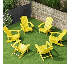 Deal Alert: YEFU Adirondack Chairs Set of 6: Plastic Adirondack Chairs - Patio Chairs with Wood Texture - Outdoor Chair HIPS - Lawn Fire Pit Deck Porch Garden Chairs for Adults (Yellow) - 14% Off!