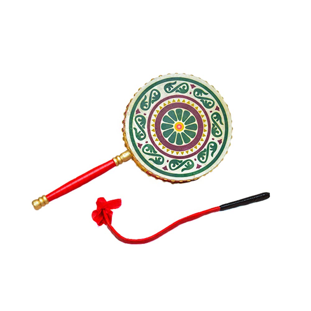 HCZKIUJY Chinese Traditional Folk Drum, Cowhide, Reba Drum, Handle, Drum, Dance, Props, Drum Performance (E 25CM)