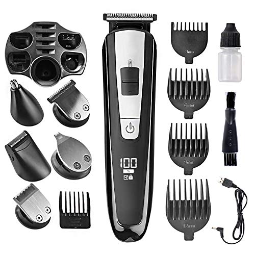 Beard Trimmer for Men, FUNFLOWERS Cordless Hair Clippers Nose Hair Trimmer, 5 in 1 Electric Grooming Kit, Waterproof Mustache Trimmer, Precision Trimmer Gifts for Men, USB Rechargeable