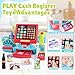 PLAY Kids Cash Register Toy Supermarket with Register Pretend Play Calculator Register Toys with Scanner/Microphone/Credit Card/Conveyors/Cans/Drink/Play Money, Cash Register for Kids Ages 3+