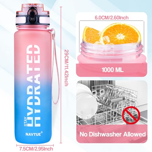 Image of Water Bottle 32 oz Motivational Time Marker Tritan Bottle