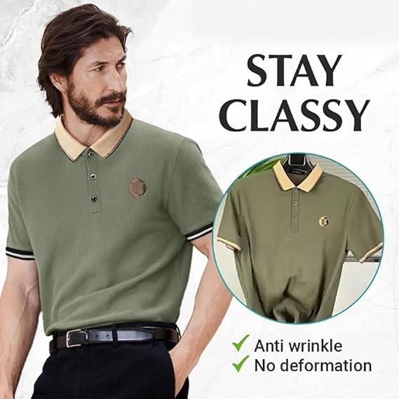 2PCS Men's Ice Silk Breathable Embroidered Polo, Gentclassic - Men's Breathable Ice-Silk Stretch Shirt (4XL,05)