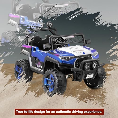 Image of Norman Jr Battery Operated 4x4 ATV Runs on Garden & Sand Surface | Jeep Toy with Remote+Steering+RGB Light+Mp3 USB Music | Rechargeable Car for Kids to Drive 3 to 12 Years | XLarge Size (Aqua Blue)