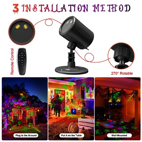 Halloween Light Projector Outdoor, 6 Rotating Dynamic Horror Hallomas