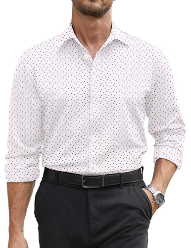 Image of COOFANDY Mens Stretch Dress Shirts Long Sleeve Button Down Shirt Regular Fit Formal Business Shirts