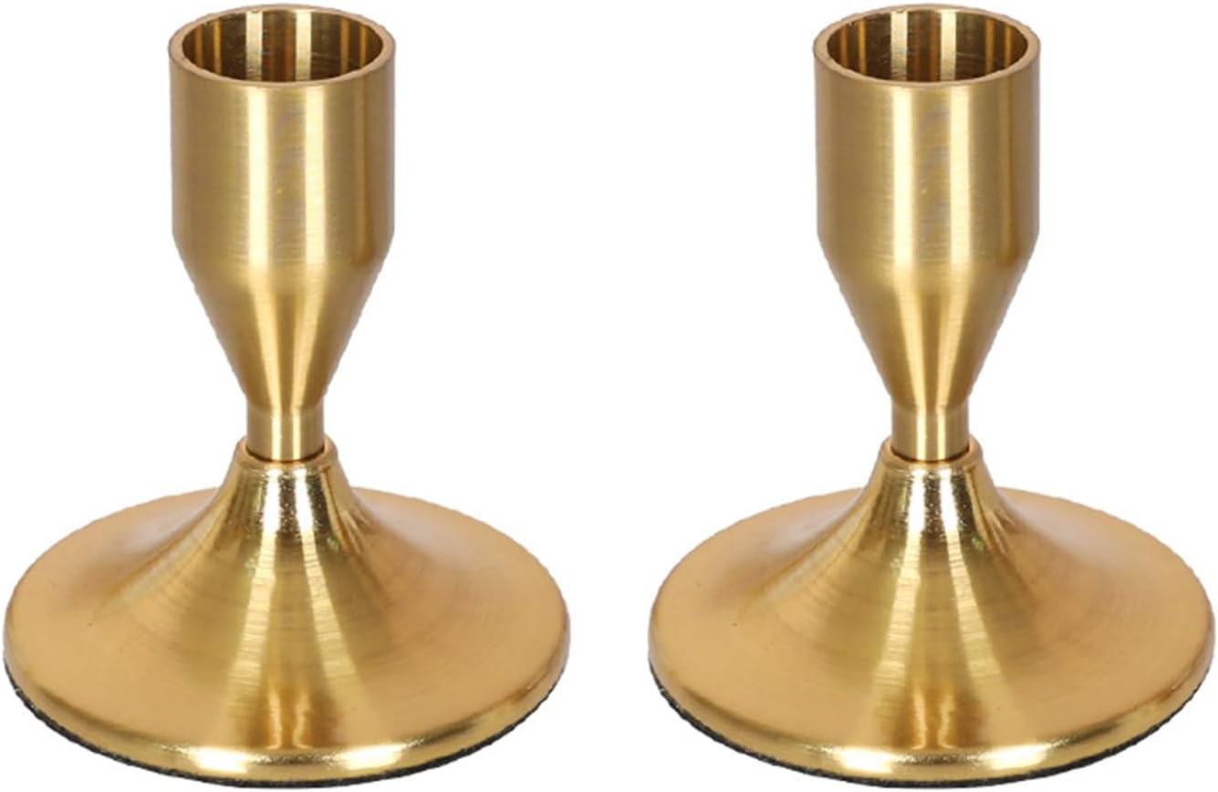 2Pcs Candlestick Holder Metal, Gold Candle Stick Holder for Table Centerpiece, Wedding Reception, Festive Christmas Mantel Decoration or Home Decor