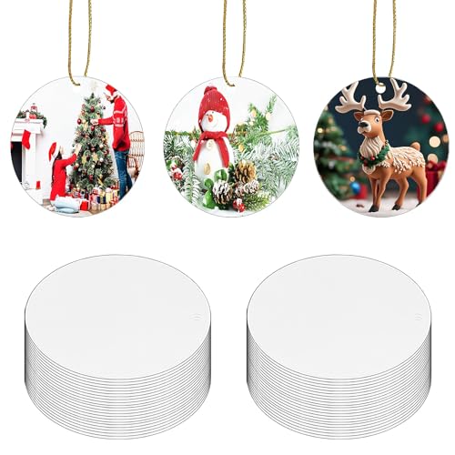 40pcs Metal Sublimation Ornament Blanks for Christmas Tree Decor, Heat...