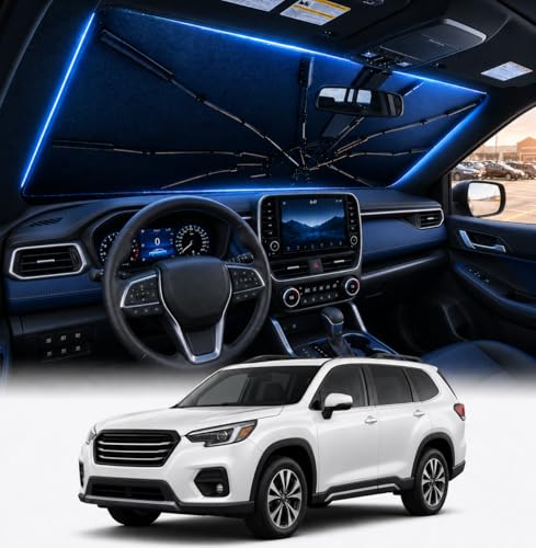 [2026 Upgraded] DooGooCoo Windshield Sun Shade Umbrella for Subaru Forester 2019-2025 2026 [100% Sunlight Blocked Cooling Ice Crystal] Sunshade for Car Windshield for Forester Sun Shade.