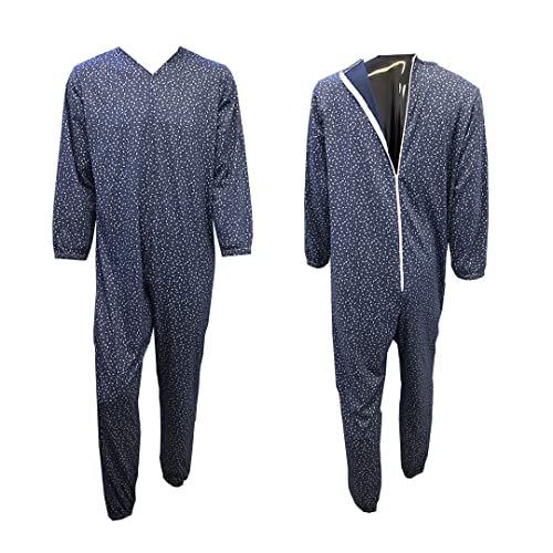 FERRUCCI COMFORT Pijama mono con cremallera en la espalda - Cálido invierno para hombre - 9043-S - Ideal para personas mayores - Alzheimer, Incontinencia, Azul para mujer., XL Cover