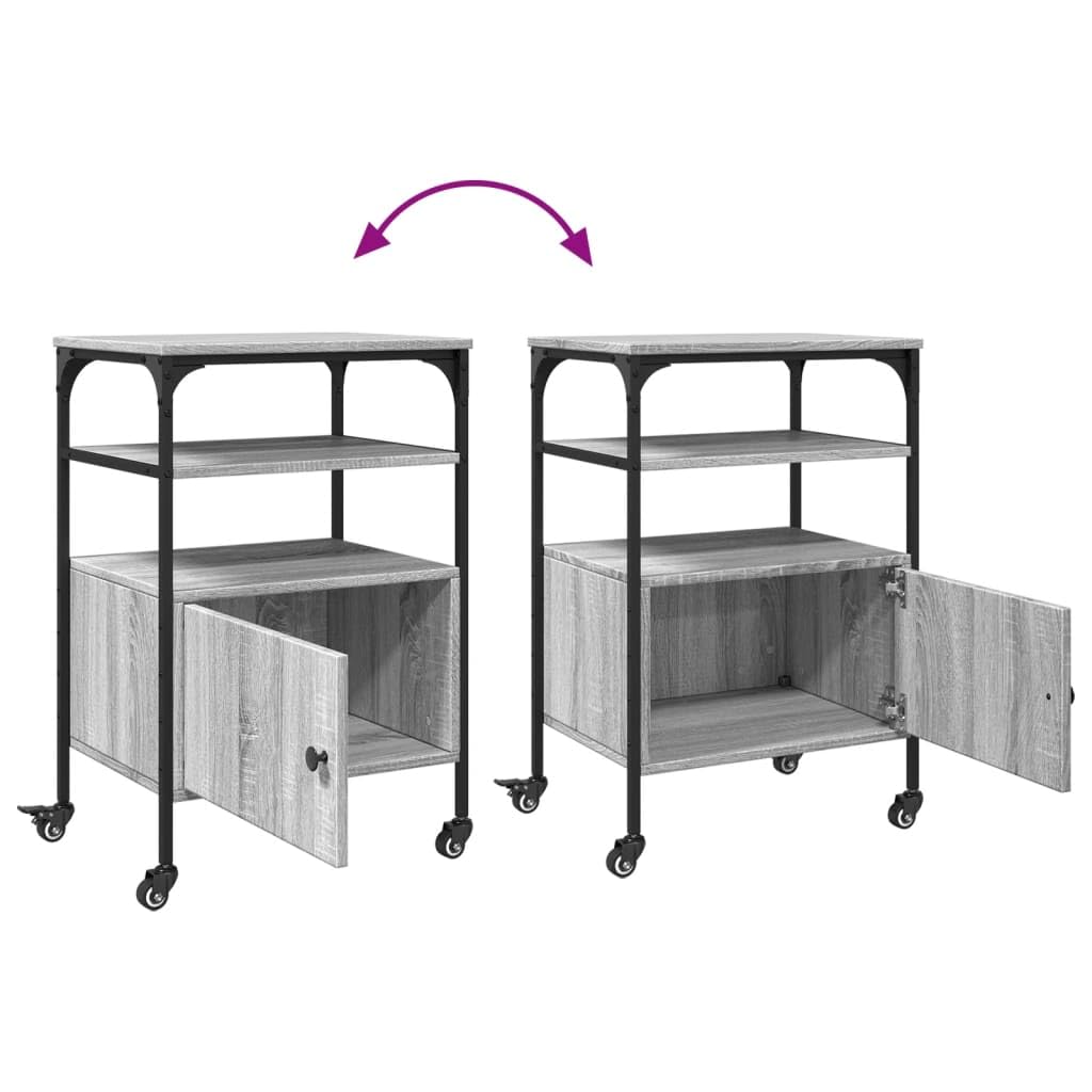 vidaXL Supporto Stampante 3 Piani Grigio Sonoma 50x40x76cm Multistrato