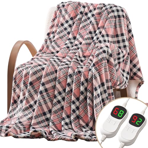 Homemate Electric Blanket Heated King Size - 100“x90“ Ultra Soft Cozy Flannel Heating Blanket with 10 Fast Heat Levels 8 Hours Auto Off Over-Heated Protection ETL Certification Keep Warm in Home