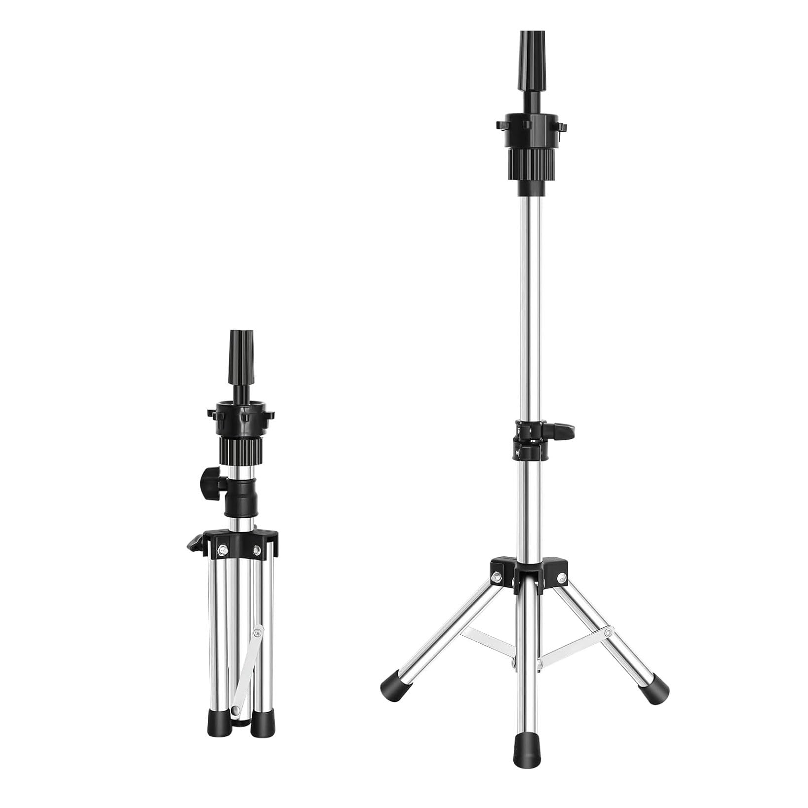 Snapklik.com : Mini Adjustable Wig Stand Tripod Metal Holder For ...