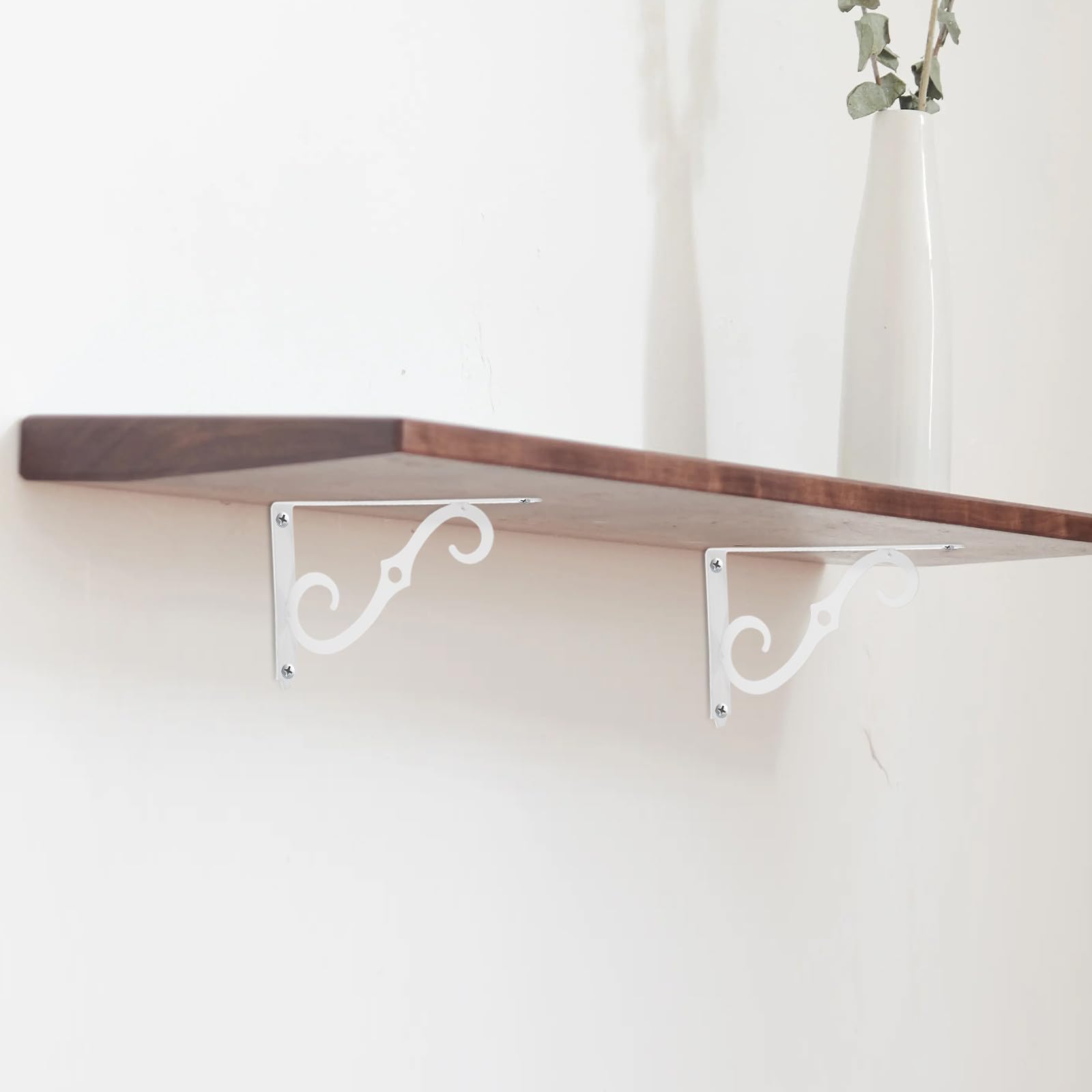 ULTECHNOVO Staffa a l in Ferro Bianca 4 Pezzi, Supporto per Mensole da Parete Struttura Triangolare, per Cucina e Balcone, Dimensioni Compatte