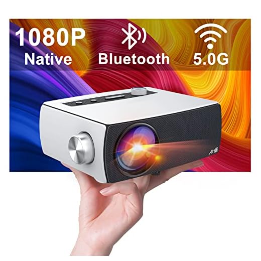 Full HD Projektor Wifi Bluetooth, Artlii Enjoy3 Native 1080P Mini Projektor, 2.4G / 5.0G WiFi, Dolby Stereo, Max 300 "skärm, Hemmabiovideoprojektor Kompatibel med iOS, Android, TV Stick, PS4, X-Box, Bärbar dator, Smartphone