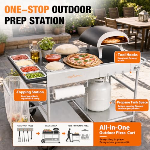 Image of Pizza Oven Table Grill Cart for Ninja Woodfire, Blackstone Griddle, Ooni