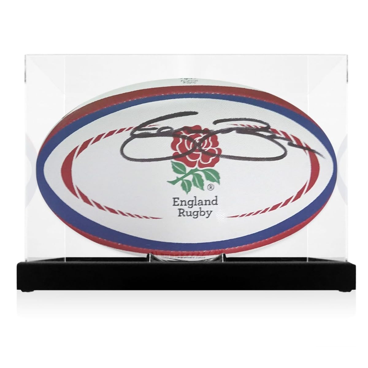 Pallone da rugby dell'Inghilterra autografato da Jason Robinson. In vetrina