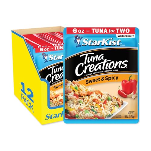 Image of StarKist Tuna Creations Sweet and Spicy Pouch (6 oz - 12 Pack) Wild Caught, High Protein Shelf Stable Seafood, Gluten Free, Soy Free, No Draining, Ready to Eat for Salads and Sandwiches