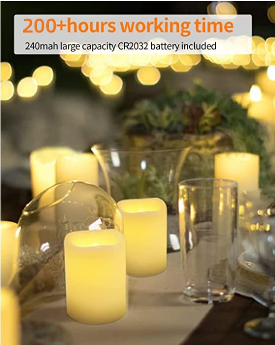Image of Flameless Votive Candles,2 Inch Battery Operated Candles,24 pcs Last 6Days Longer Flickering LED Electric Fake Candle Bulk for Halloween,Party,Christmas,Wedding Proposal Decorations,Warm White
