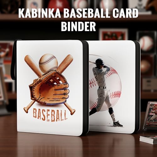 Image of Kabinka 9 Pocket Baseball Card Binder, 900 Standard Cards Sports Card Binder with Zipper, Protective Trading Card Binder Collector Organizer for Baseball Sports Cards TCG (Baseball 1)