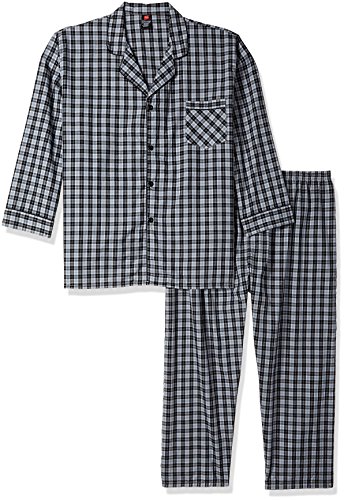 Hanes Men's Big Woven Plain-Weave Pajama Set, Grey, 4X Large