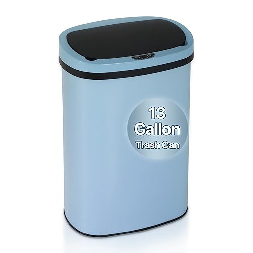 Dkeli Basurero de cocina para baño, dormitorio, oficina en casa, bote de basura automático sin contacto de alta capacidad con tapa, cubo de basura