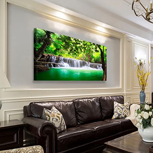 Image of Wall Art Waterfall Tree Landscape Picture Canvas Wall Art Print Paintings Modern Artwork for Living Room Wall Decor and Home Decor Framed Ready to Hang,2cm Thick Frame, Waterproof Artwork.