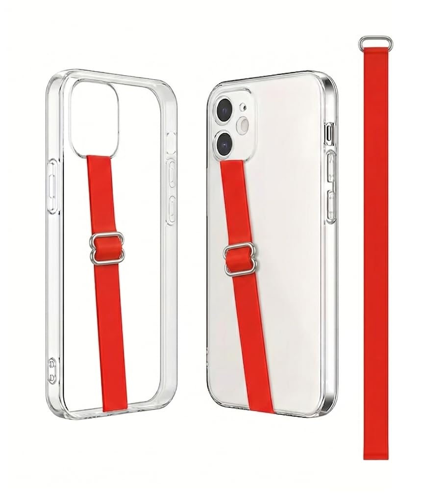 Case Creation Universal Adjustable Anti-Theft Mobile Phone Finger Grip Strap Holder for Hand Selfie, Soft Elastic Band Finger Loop Grip for All Smartphones Holder (Red Phone Finger Grip Holder)-image-42