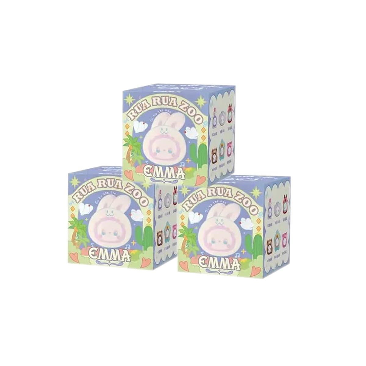 Aven Rabbit EMMA RUA RUA ZOO Series Blind Box Figures, Mystery Box Random Design Toys Birthday Gifts Christmas Collectible Toy for Desk Accessories, 3 PC