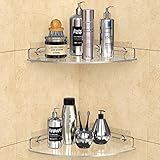 GeekDigg 2 Pack Corner Shower Caddy, Transparent Acrylic Shelf, Wall Mounted No Drilling Traceless...