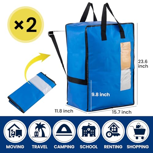 Image of TAILI 2 Pack Blue Moving Bags W /Adjustable Backpack Straps,Moving Supplies
