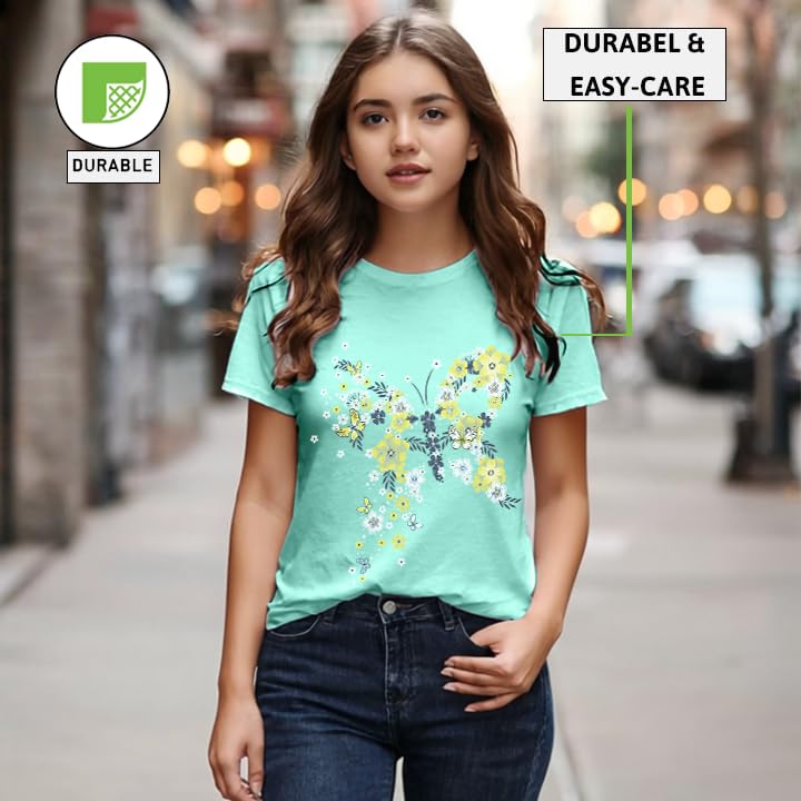Girls Floral Butterfly Music Graphic T-Shirt, Sizes 4-184