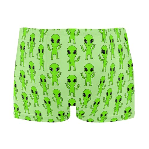 Cute Alien UFO Mens Swim Trunk Swimwear Bathing Suit Swim Brief Square Leg Board Short S B0404012