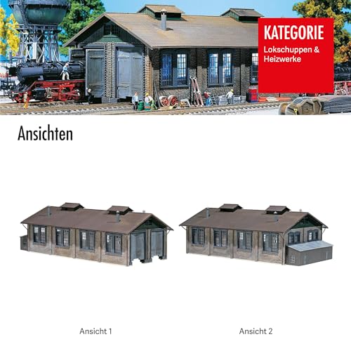 FALLER Lokschuppen 2-ständig Modellbausatz mit 126 Einzelteilen 365 x195 x130mm I Modelleisenbahn Zubehör H0 Gebäude I Modelleisenbahn H0 Lokwerkstatt – Bild 6