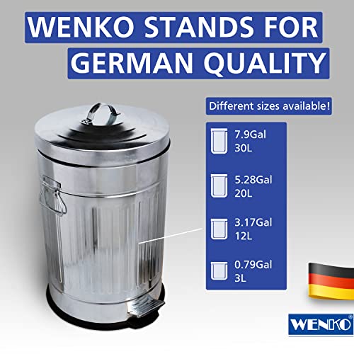 Wenko Step Trash Can With Lid And Pedal, Retro Metal Garbage Bin, For Bathroom, Kitchen, Office, Soft Close, 3.17 Gallon, 10 X 16.5 X 10 In, Gray #TOP5