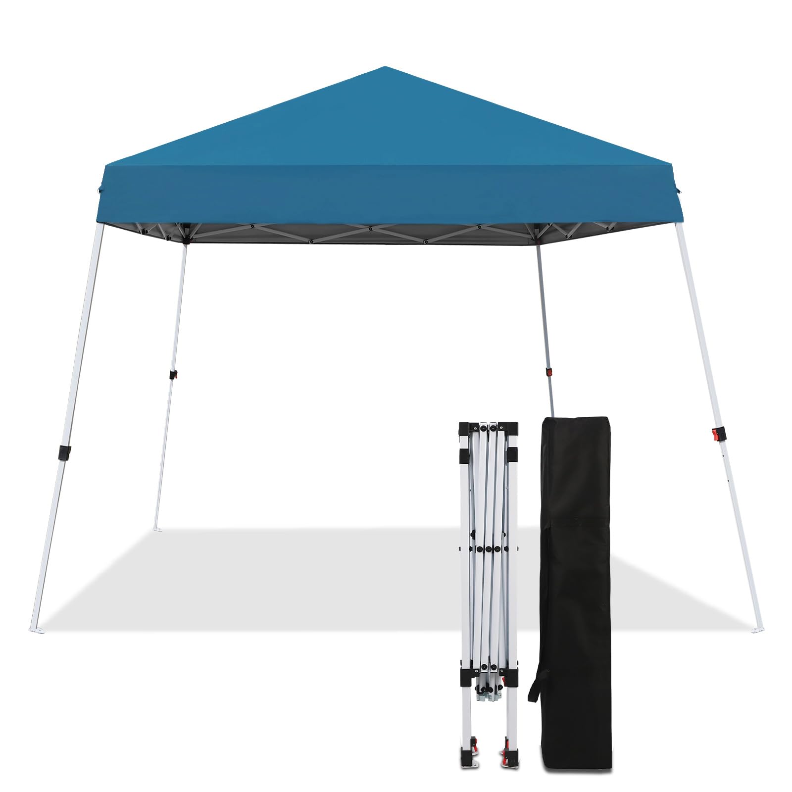 Canopy 10X10 FT,Outdoor Pop Up Tent w/Backpack Bag,Adjustable Slant Leg Heights Canopies,8X8 FT Top Instant Shelter,Portable Patio Tents for Parties,Commercial Event,Lake Blue
