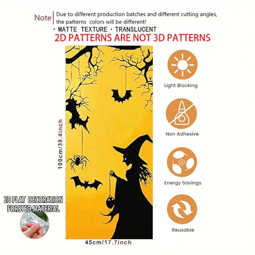 Image of Nuxovilar Halloween Witch Spider Bat Pattern Window Film 17.5x39.3 PVC