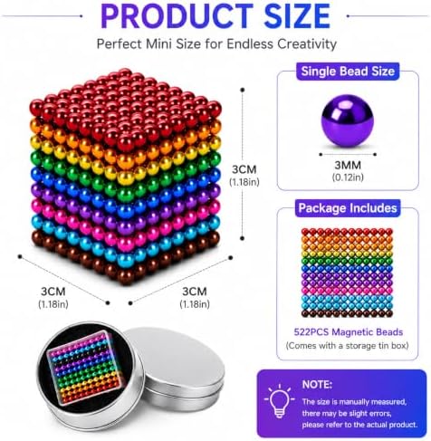 3MM-1020PCS Magnet Ball Adult Desk Building Fidget for Stress Relief, Office Magnetic Hand Fidget Putty Slime Tool for Age 18+