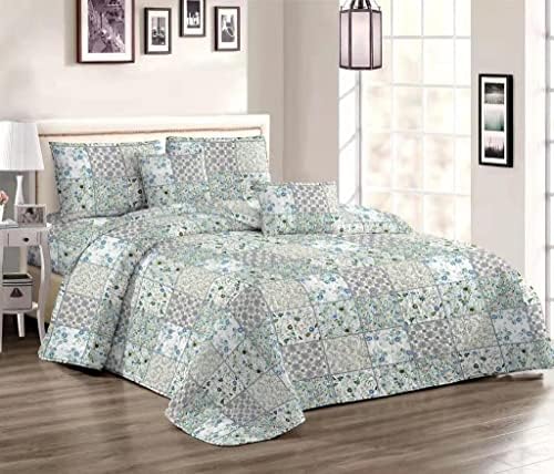 Quality Beddings Elegant & Beautiful Quilted Patchwork Bedspread Available In Different Cool Designs & Sizes (Design 3, Double)