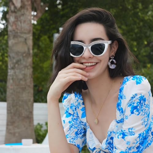 Rhinestone Cat Eye Glasses for Women Party Stage Polarized Sunglasses Trendy Classic Retro Designer Style2