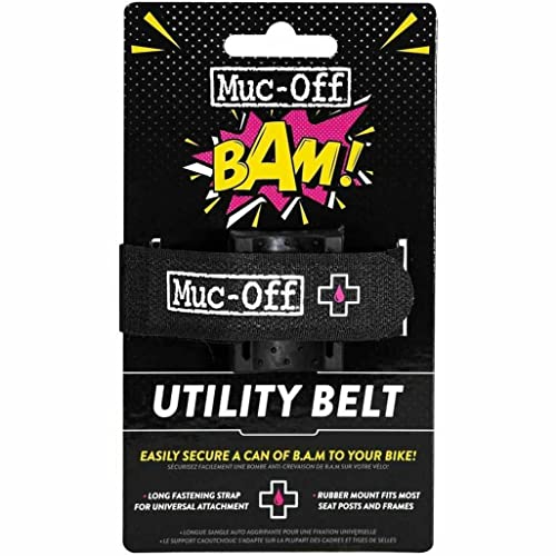 Muc-Off Sangle Vélo B.A.M! - Sangle de Vélo avec Support en Caoutchouc Noir pour Fixer Solidement et Facilement Une Bombe Anti-Crevaison B.A.M! sur Cadre de...
